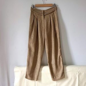 High-Waist Straight Leg Tailored Pants in Camel